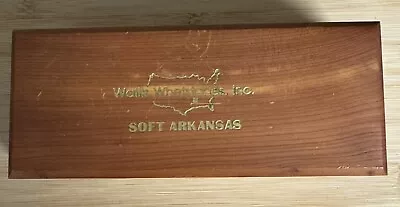 Vintage Wallis Arkansas Soft  Whetstone Hardbox Knife Sharpening Stone NEW • $85