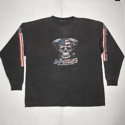 Vintage T Shirt Skull J & P Cycles Black Thrashed See Pictures For Size • $13.59