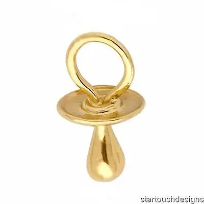 New 14k Yellow Gold Baby Pacifier Charm Pendant • $119.99