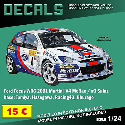 2001 Ford Focus WRC 1/24 1 24 Tamiya Hasegawa Bburago R43 Decal Repro DECALS • £12.82