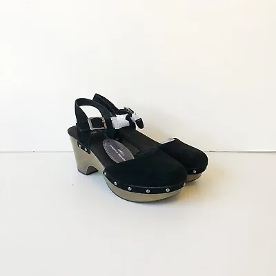 White Mountain Cherub Clog Sandals Black Genuine Leather Women’s Size 9 NWOB • $39.99