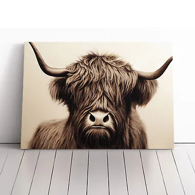Highland Cow View Vol.1 Canvas Wall Art Print Framed Picture Decor Living Room • £24.95