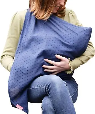 Mamascarf Nursing And Breastfeeding Cover Scarf Lightweight 100% Cotton Navy • £10.99