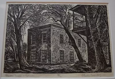 CHARLES SURENDORF Original Linocut Print MASONIC TAMPLE 1st Ed 100 Signed • $700