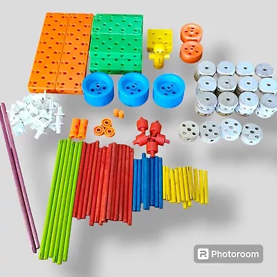 Vintage Tinkertoys Construction Set Partial Set No Container Approx 120 Pcs • $14.99