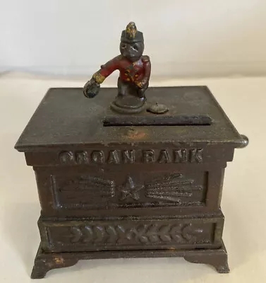 Circa 1882 Kyser & Rex Miniature Organ Monkey Cast Iron Mechancial Bank Original • $625