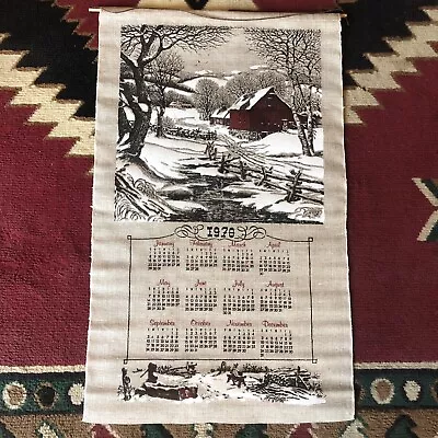 Vintage Cloth Calendar 1970 Wall Hanging Linen • $10