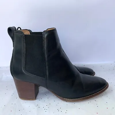 Madewell Regan Black Leather Chelsea Pull On Ankle Boot - Size 9.5 Cloud J8307 • $94.99