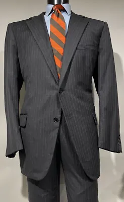Hand Tailored Martin Greenfield Brooks Brothers Wool Gray Stripe Full Suit 46 L • $249.99