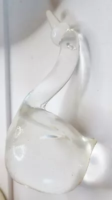 Vintage Swan Art Glass Figurine Murano Style Clean Bubbles 4.5 Inch • $9.98