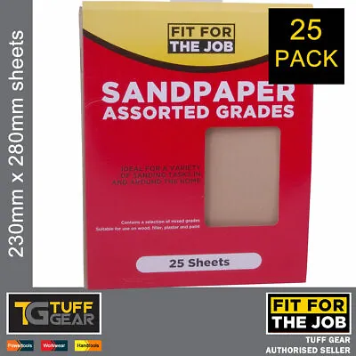 25 X Sheets FFJ Sand Paper For Wood Plaster Filler Paint Sanding Flint /Glass • £5.99