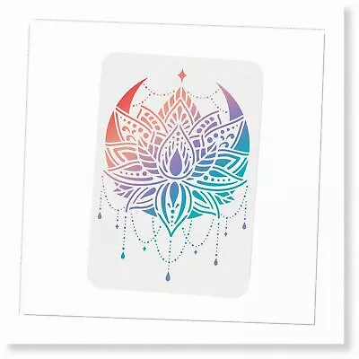 Lotus Artistic Plastic Flower Wall Stencils - Reusable A4 Size (11.7x8.3 Inch) F • $17.99