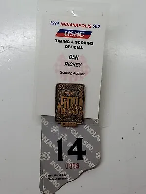 $30 • Buy 1994 Indianapolis 500 Indy Pit Badge Pin Paul Richey Scoring Auditor Mustang
