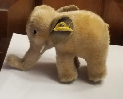 VINTAGE Steiff Circus Elephant 40's-60's Tan Mohair Tagged 4  • $28