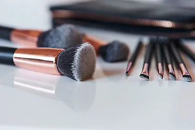 Casper & Lewis - Rose Gold Makeup Brushes - Complete Set With Clutch Pouch • $49.95