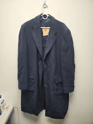 Townchester 100% Imported Cashmere Men's VINTAGE Trench Coat Royal Blue Lined  • $65.77