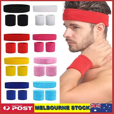 Sweatbands Wristbands Headband Sweat Band For Sport Tennis Badminton Yoga Cotton • $2.75