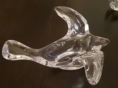 Vintage Clear Art Glass Flying Dove Bird Bowl Figurine Candy Or Trinket Bowl • $18