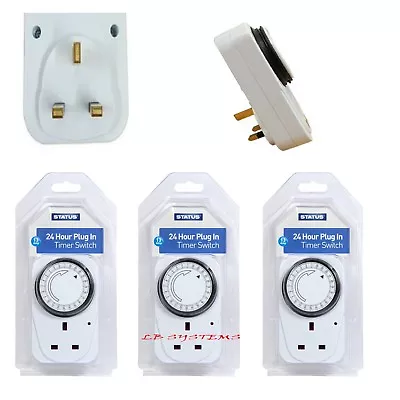 2 3 6 24 Hour Mains Plug In Timer Switch Time Clock Socket Uk Pin Lights -status • £6.99