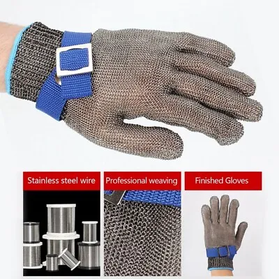 Safety Cut Gloves Proof Stab Resistant Stainless Steel Glove Metal Mesh Butcher` • £8.59