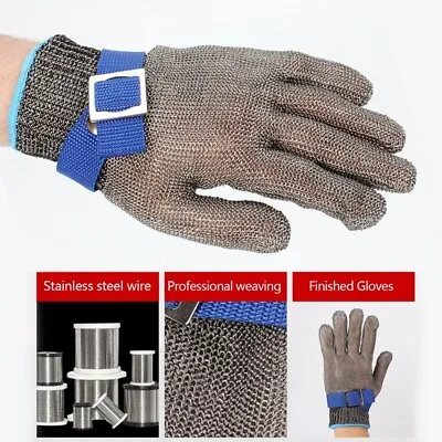 Safety Cut Proof Glove Stainless Steel Metal Mesh Stab Resistant Butcher.Gloves. • £7.89