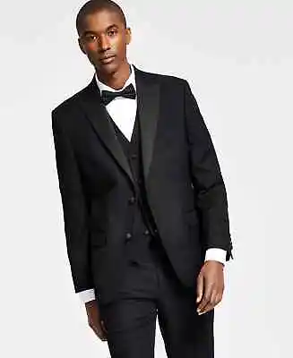 ALFANI Tuxedo Jacket Size 44R Black Solid Slim Fit Pre-Owned FLAWS! • $26.24