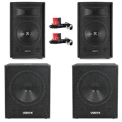 2x Vonyx 12  Party Speakers Active Powered Disco DJ 18  Subwoofers 3200W Power • £889
