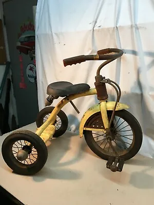 Vintage Yellow Metal  Child's Tricycle Bicycle 1940's ? SCHWINN BIKES  • $212.50