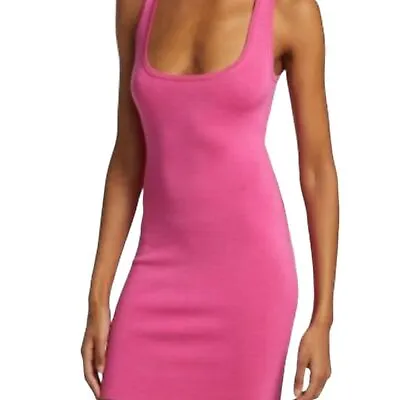 L’agence Hannah Mini Dress Pink Knit Rib Dress Barbiecore Bodycon Halloween Med • $38.02