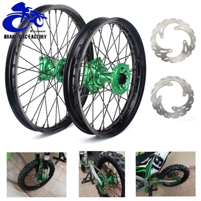$556.59 • Buy For Kawasaki 21 /19  Spoked CNC MX Wheel Rotors KX250F KX450F 06-18 KX125 KX250