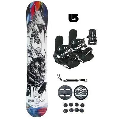 153 Nightmare Baphomet Snowboard And Bindings L Package+Leash+Burton 3d Rnin242 • $249.95