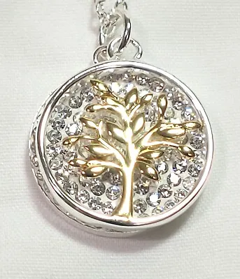  Our Family Is Everything  Silver Gold TREE Pendant On 18  Silver Tone Necklace • $8