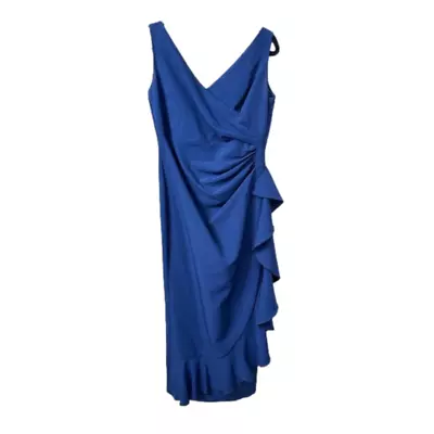 Vince Camuto Navy Ankle Length Mother Of The Bride Dress Ruffles V-neck Size:12 • $48.89