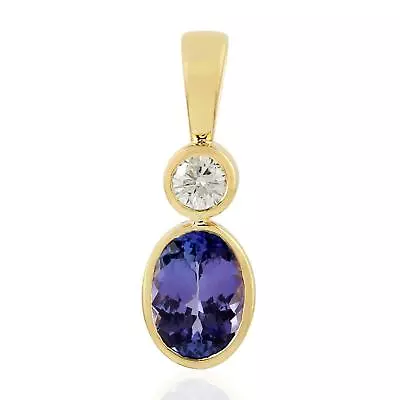 0.17 Cts Diamond Tanzanite Designer Charms Gold Jewelry Size 21X7 MM • $1312