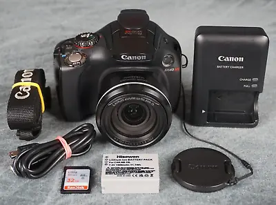 Canon PowerShot SX40 HS 12.1MP 1080p Bridge Camera 35x Flip Screen Tested FR/SHP • $129.95