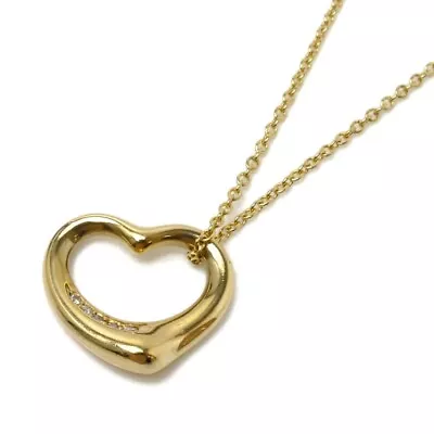 Tiffany & Co Open Heart Pendant Necklace K18 Yellow Gold Elsa Peretti 41㎝ • $784.08