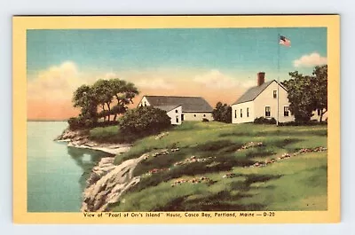 Pearl Of Orr's Island House Casco Bay Portland Maine Vintage Linen Postcard BRY4 • $2