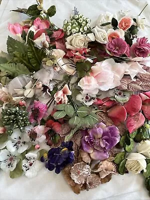 Huge Lot Of Antique Vintage Millinery Flowers And Leaves • $22.39