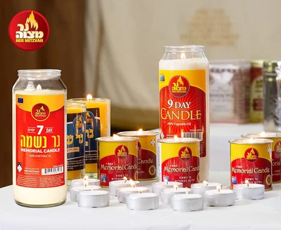 Ner Mitzvah 7 Day Shiva Memorial Candles Kosher 100% Vegetarian Oil PACK OF 20 • £99.95