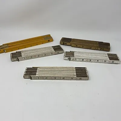 Vintage Lot Of 5 Wooden Extension Folding Rulers 6 Foot Lufkin & Unbranded USA • $19.95