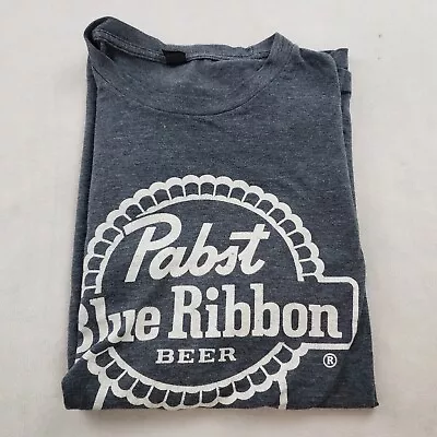 Vintage T Shirt Y2K Pabst Blue Ribbon Been Graphic Tee Blue Cotton Blend Men L • $9.80