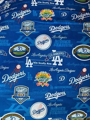 MLB Los Angeles Dodgers Anniversary Fabric 100% Cotton - 1 YARD -  • $25