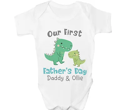 £6.99 • Buy Personalised Fathers Day Baby Grow Dinosaur Bodysuit Vest Any Name Gift