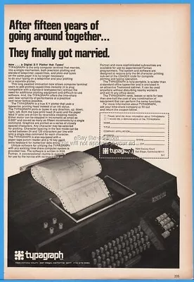 1969 Typagraph San Diego CA Digital X Y Plotter That Types Vintage Computer Ad • $9.44