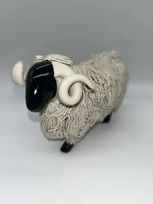 Vintage Tom Mackie Spaghetti Long Horn Ram Sheep Sculpture Figurine Signed • $35