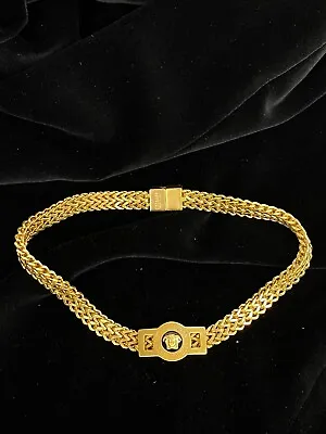Versace Gold Tone Chain Medusa Pendant Necklace • $249