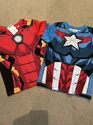 Marvel Iron Man And Captain America T-shirts Age 4-6 - Brand New • £9.99