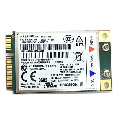 Ericsson For IBM Lenovo X220 T420 L520 F5521GW Gobi3000 60Y3279 3G WWAN Card GPS • $8.99