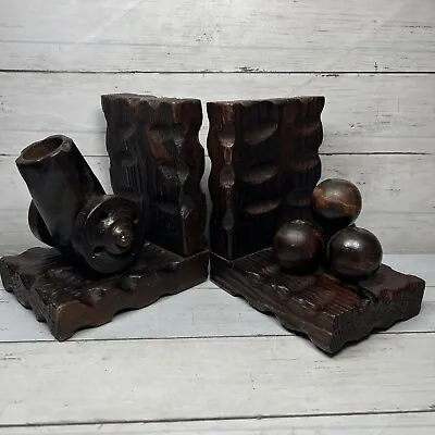 Vintage Wood Cannon And Balls Bookends Spanish Gothic Revival Medieval Décor • $16.97
