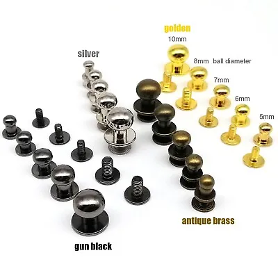 £4.79 • Buy 10pcs Solid Brass Round Head Stud Screwback Leather Bag Chicago Screw Nail Rivet